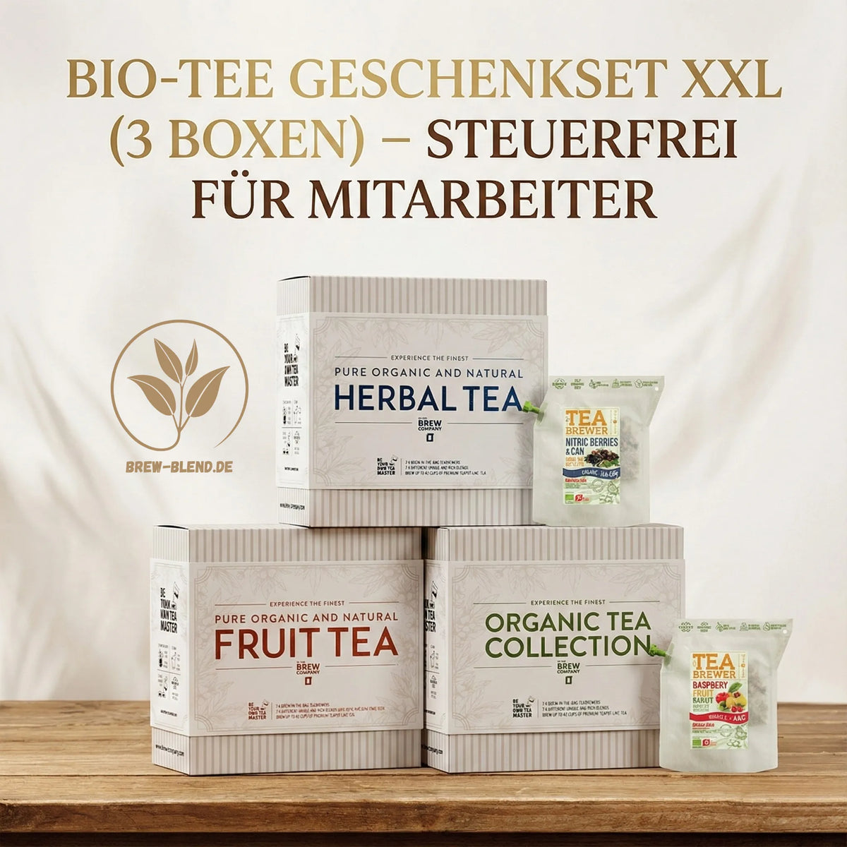 Geschenkset XXL mit drei Boxen Brew-Tea, ideal für Mitarbeiter als steuerfreies Geschenk