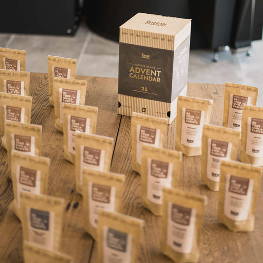 Nachhaltige Kaffeebohnen im Adventskalender in umweltfreundlicher Verpackung